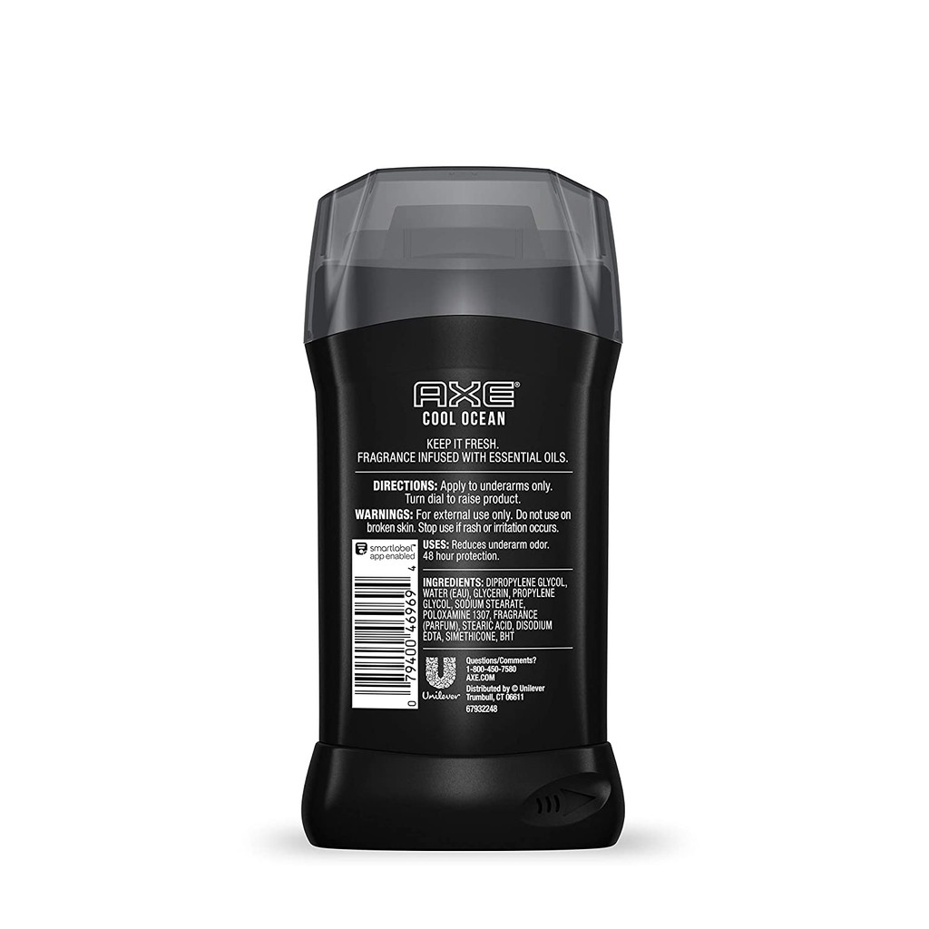 Lăn khử mùi nam dạng sáp AXE Aluminum-Free Deodorant for Men Cool Ocean 48 Hour Deodorant Protection 85g (Mỹ)