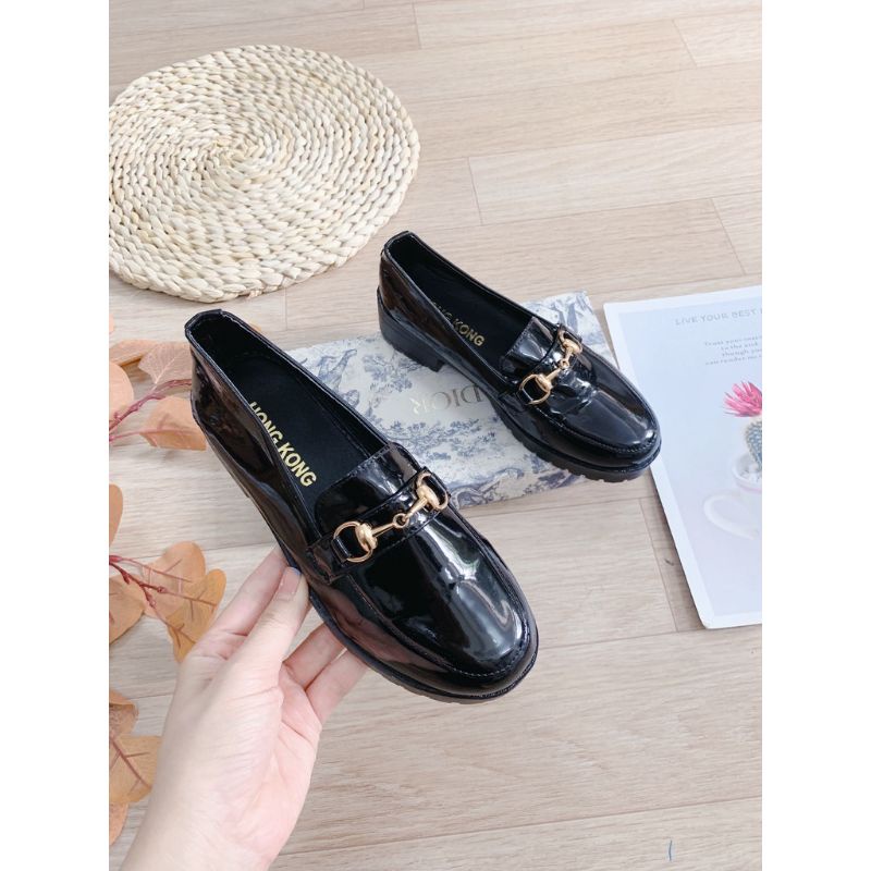 Giầy đốc phối khoá gót 3p chất da bóng siêu mềm hót,,