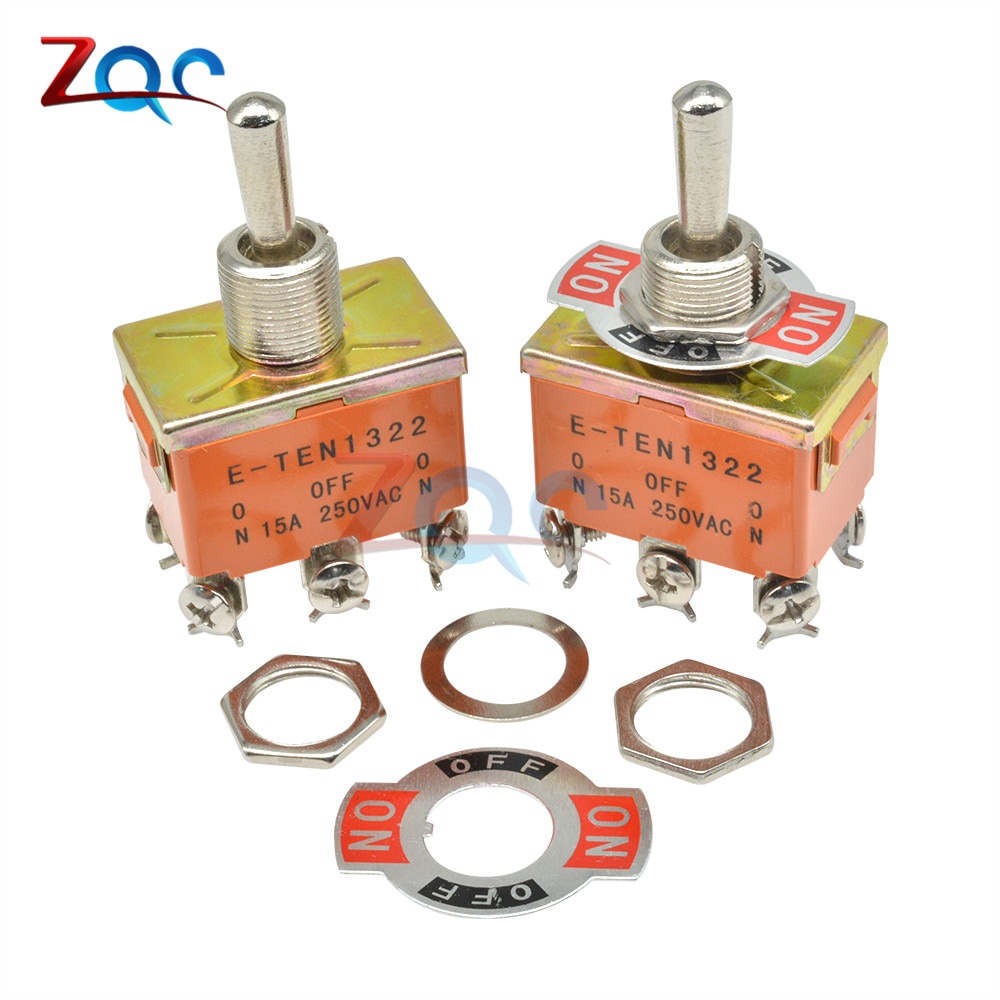 Mini Auto Công Tắc Chuyển Đổi Tự Động 250v 15a 6 Pin Dpdt On-Off-On 3 Vị Trí E-Ten1322 Màu Cam