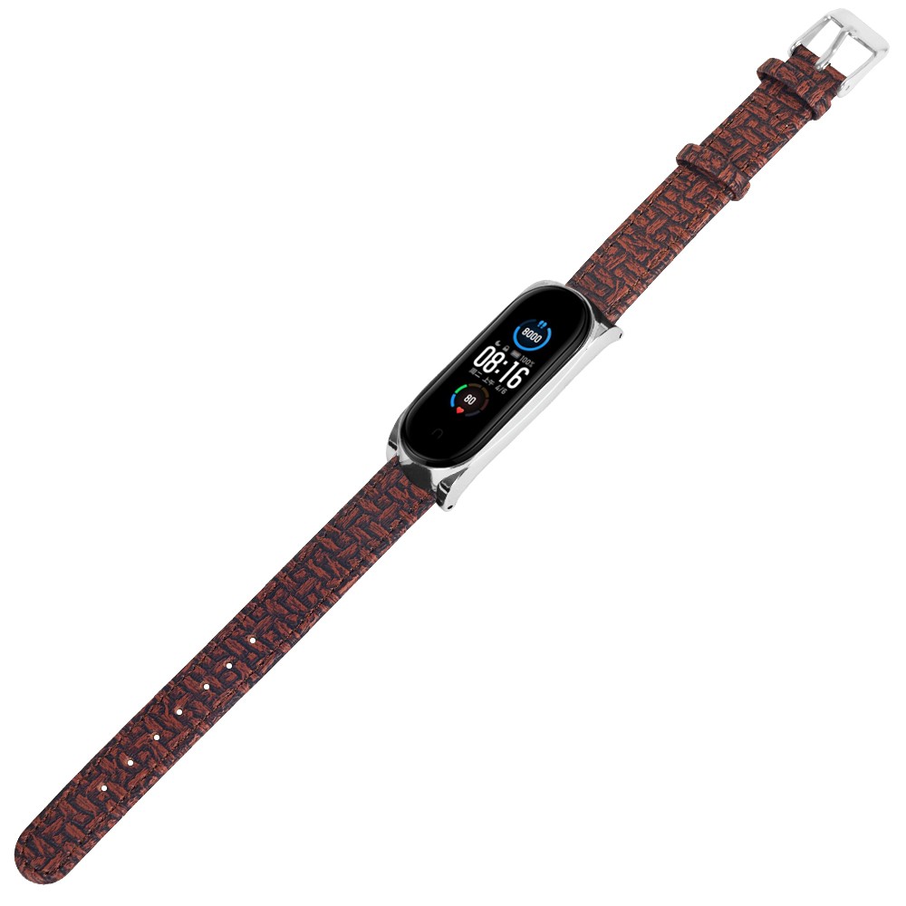 Dây Đeo Thay Thế Chất Liệu Da + Khung Kim Loại Cho Mi Band 7 6 5 NFC Xiaomi Mi Band 3 4