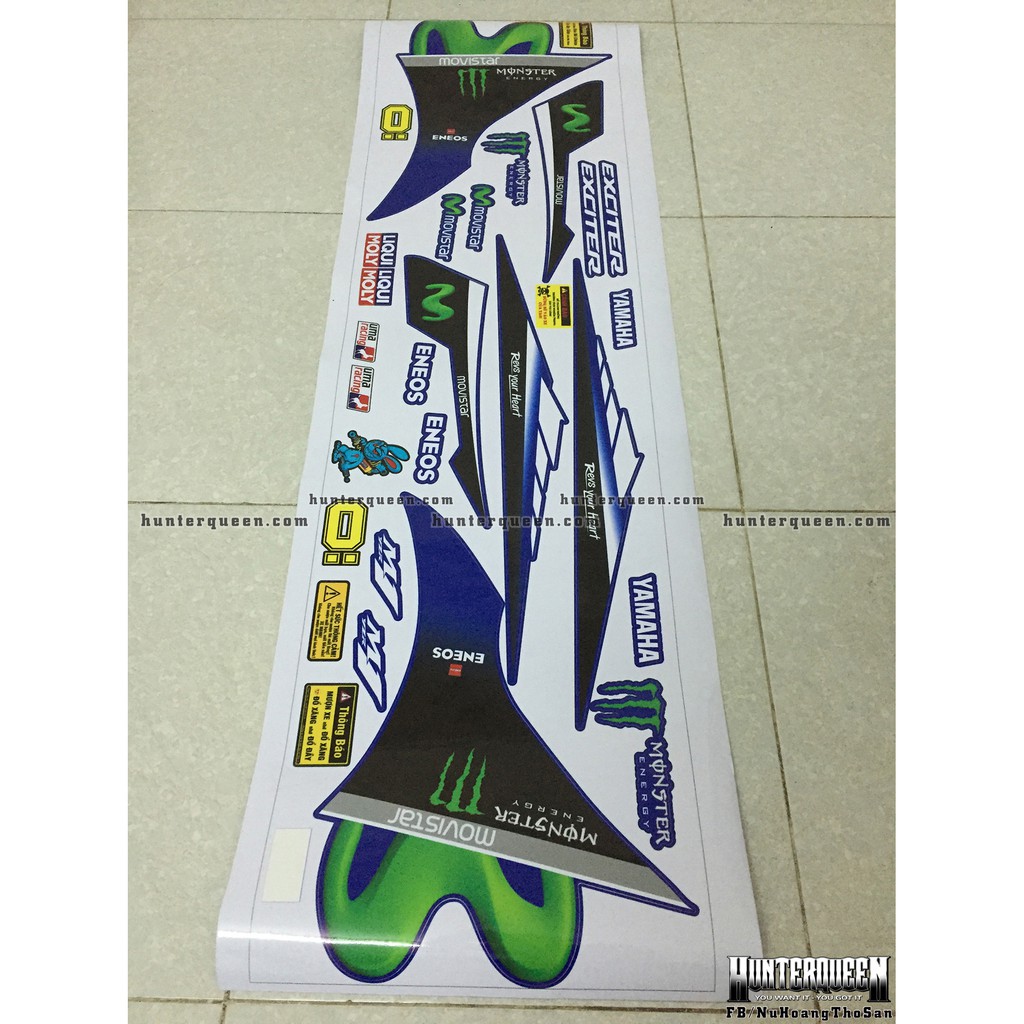 Tem rời Exciter 2011. Movistar dán xe xanh GP. Ex 135 đời 2011 đến 2014.
