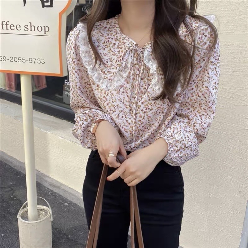 Áo sơ mi cổ sen viền bèo Ulzzang styleHàng Quảng Châu