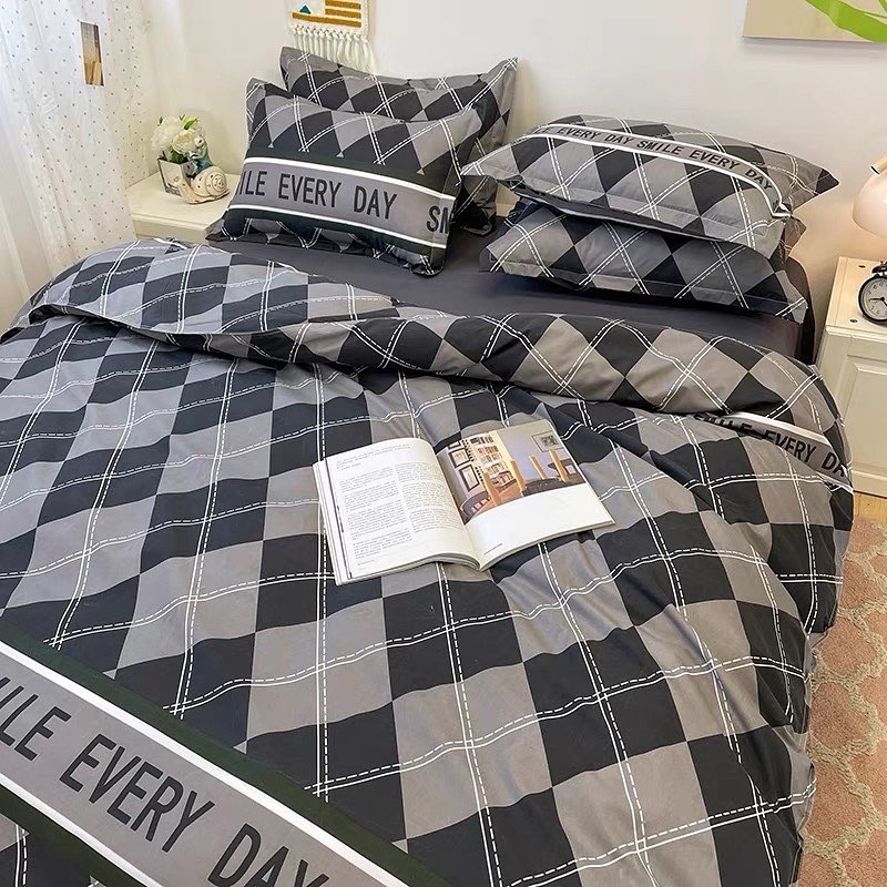 Set Bộ Vỏ Chăn Ga Cotton Poly Hoạ Tiết Tối Màu, Chất Vải Đanh Mát _shinbedding