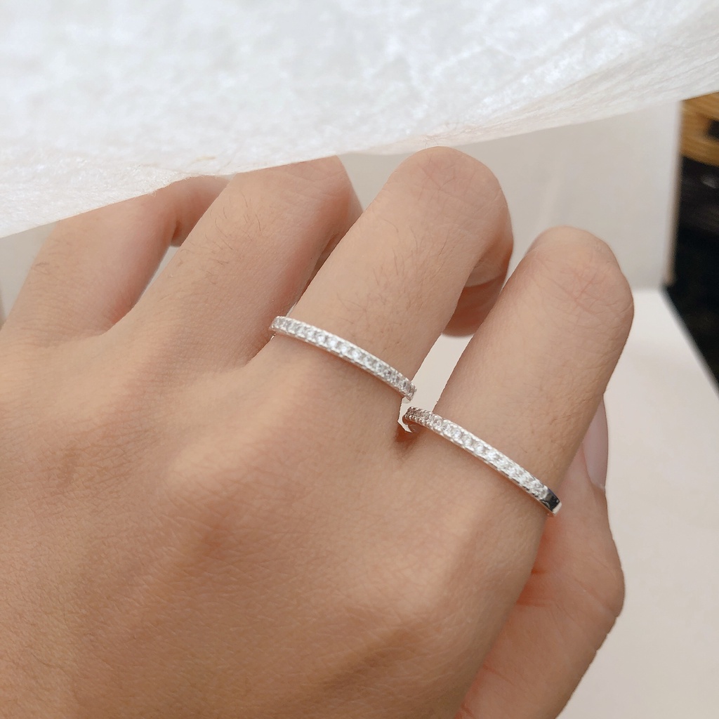 Nhẫn bạc nữ nhẫn một hàng đá