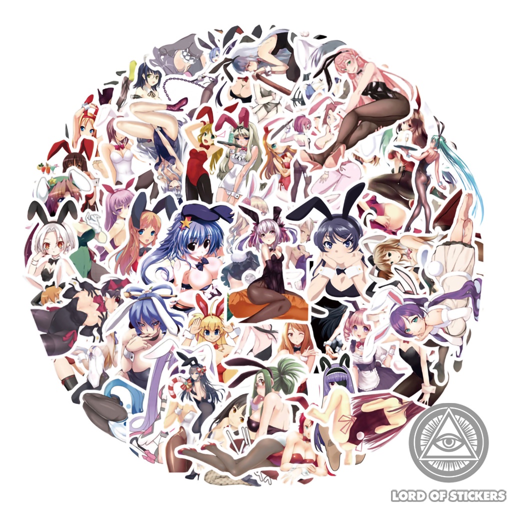 Set 61 Hình Dán Cô Gái Thỏ Anime Waifu Sticker Sexy Bunny Girl Chống Thấm Nước Trang Trí Mũ Bảo Hiểm, Laptop, Ván Trượt