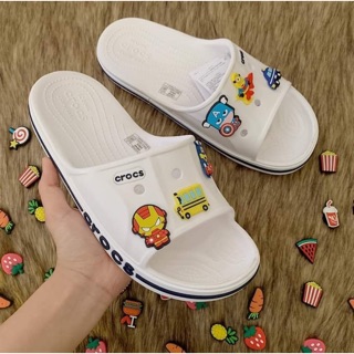 (ẢNH THẬT TẶNG 6 STICK) - Dép sục Croc.s màu trắng thế hệ mới