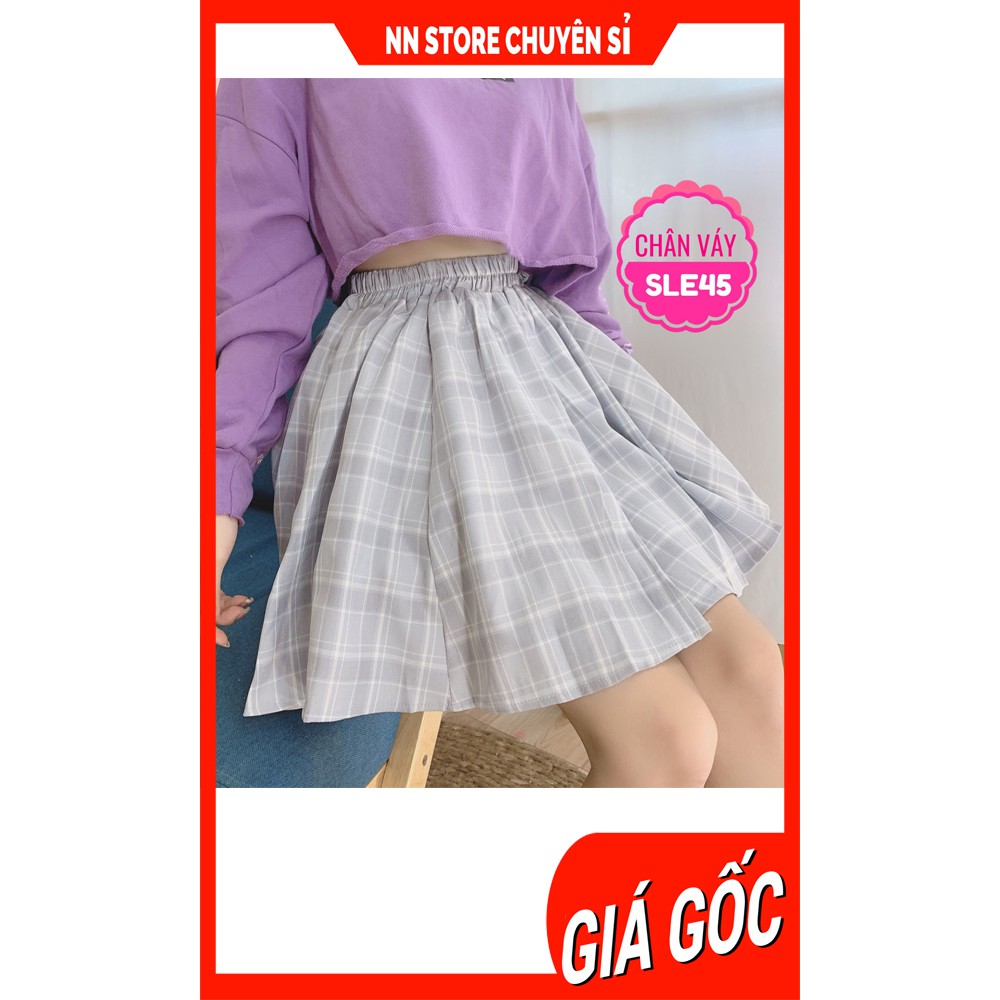 CHÂN VÁY CARO LƯNG THUN SLE45 ⚡ẢNH THẬT⚡ CHÂN VÁY XÒE CARO NGẮN