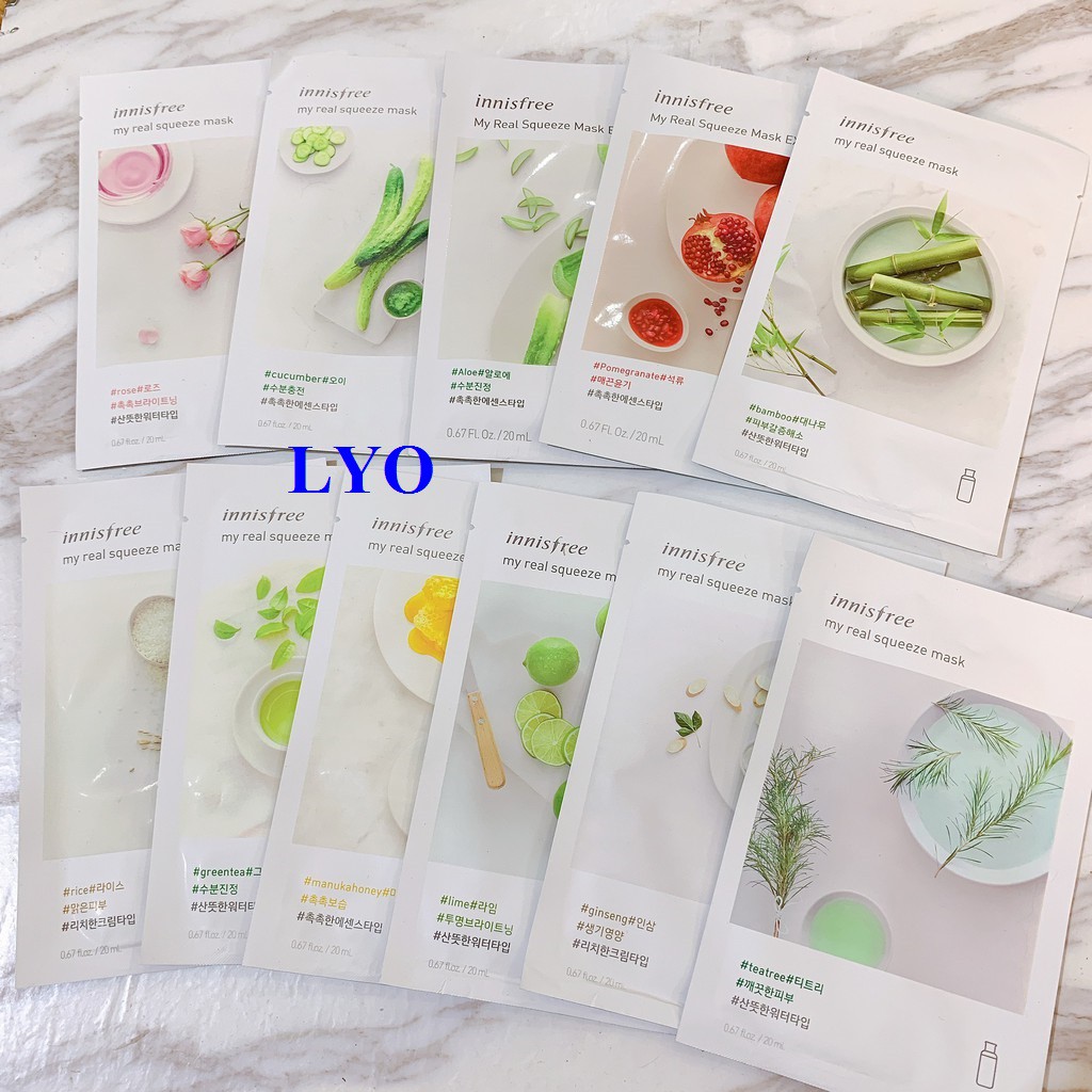 Mặt Nạ Innisfree It's Real Squeeze Mask combo 10 | Thế Giới Skin Care