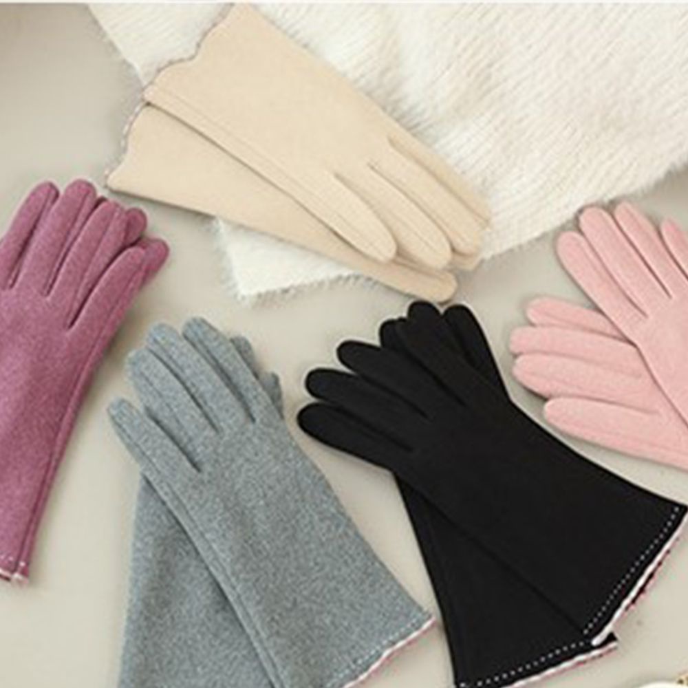 Găng tay nữ SKJK nhung mềm giữ ấm chống gió phong cách Hàn Quốc
