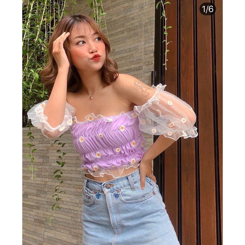 ÁO NHÚN LƯỚI IN HOA CÚC SIÊU XINH XẮN -NAUY | BigBuy360 - bigbuy360.vn
