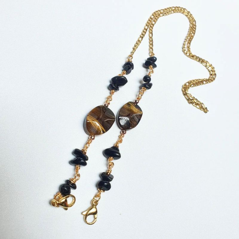 Mặt Nạ Mắt Hổ Và Onyx Chuỗi Hạt Đá Tự Nhiên