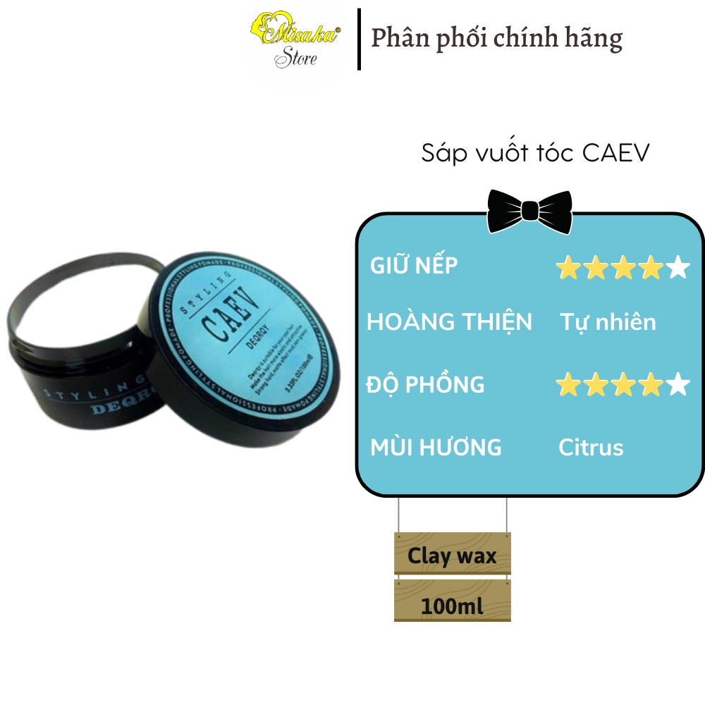 Sáp vuốt tóc nam styling caev clay wax giúp giữ nếp tóc trong thời gian dài, không bết rích , mùi hương nam tính , 100ml