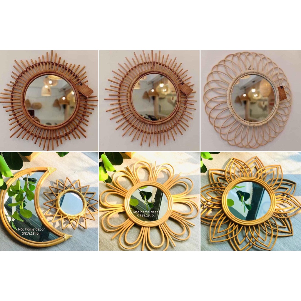 Gương mây tre treo tường trang trí