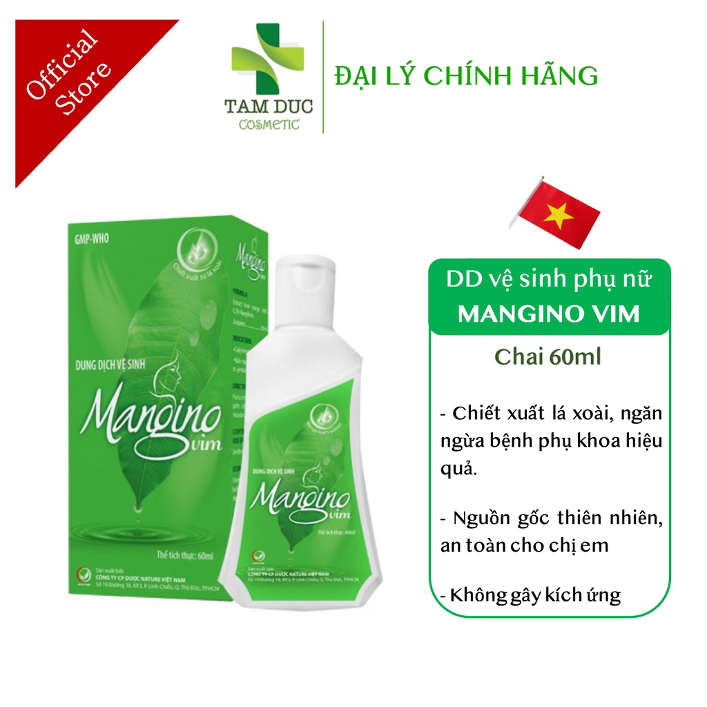 Dung Dịch Vệ Sinh Phụ Nữ MANGINO VIM [Chai 60 - 120ml] - MAGINO Chiết Xuất Lá Xoài [lactacyd/dạ hương]