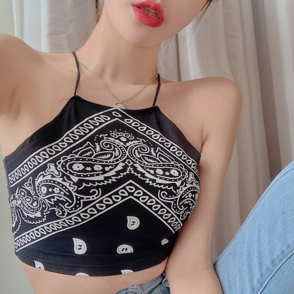 Áo yếm đen hoa văn H3249