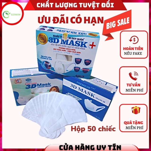 Khẩu Trang 3D Mask Hộp 50 Cái Công Nghệ Nhật Chính Hãng Xuân Lai Ôm Mặt, Co Giãn Tốt, Mềm Mại, Siêu Đẹp