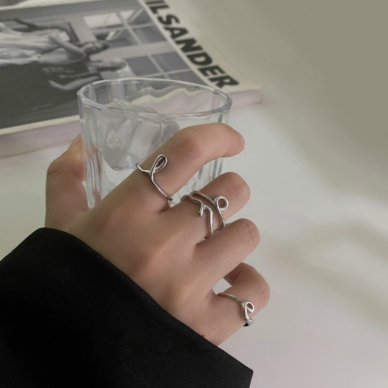 Bộ nhẫn hở đan chéo 191037 có thể điều chỉnh kích thước thiết kế đơn giản thời trang Hàn Quốc