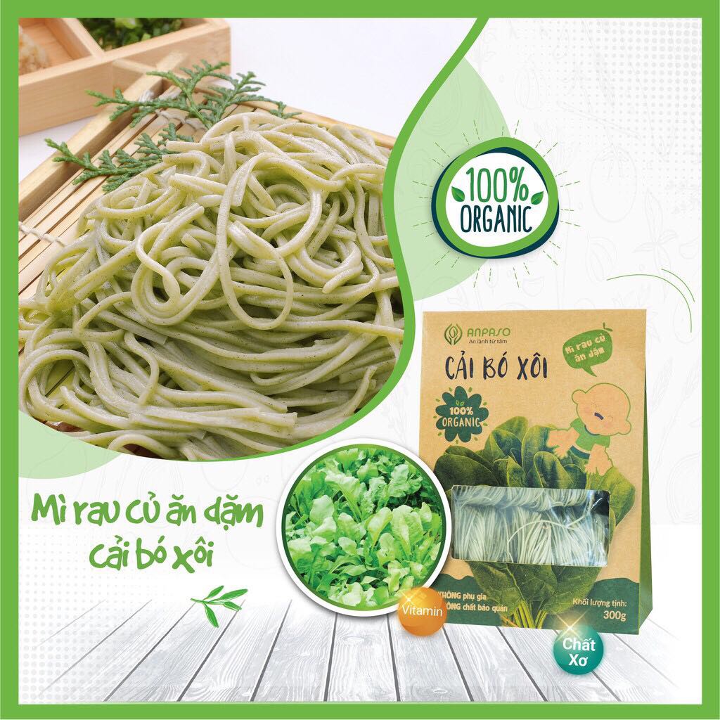 Mì rau củ hữu cơ ăn dặm cho bé Anpaso 120gr, mỳ organic bổ sung rau chất xơ cho bé