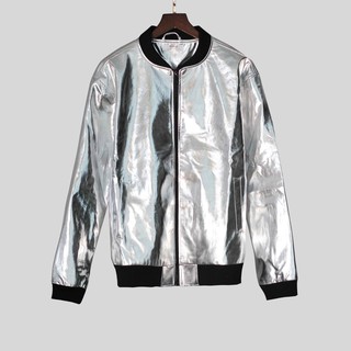 Áo khoác da [BẢO HÀNH 24 Tháng] Jacket Bomber Bạc