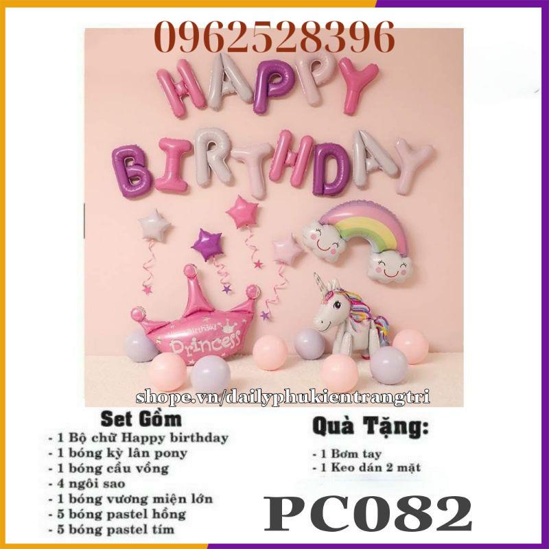 COMBO Set Trang Trí Sinh Nhật Bé Gái Nhiều Mẫu Kèm Dây Kết Bóng { TẶNG BƠM + BĂNG KEO }