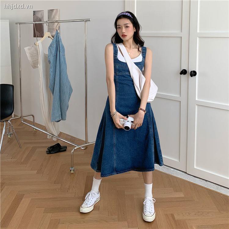 Đầm denim dài không tay dáng ôm size phong cách lớn trẻ trung cổ điển kiểu Pháp thời trang mùa hè dành cho bạn nữ