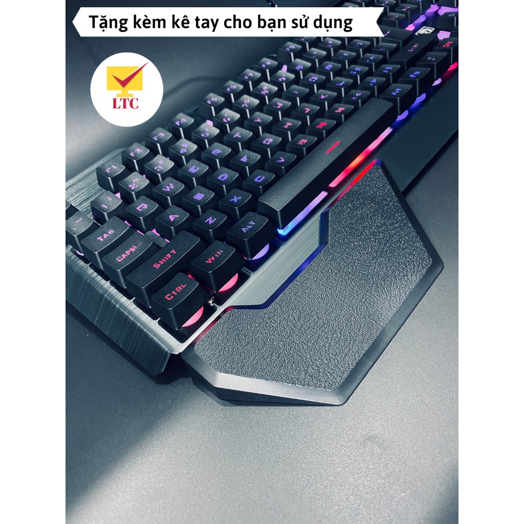 Bàn phím gaming có led đổi màu 10 chế độ khác nhau, tặng kèm kê tay, kiểu dáng giả cơ cho máy tính, pc, laptop, LTC