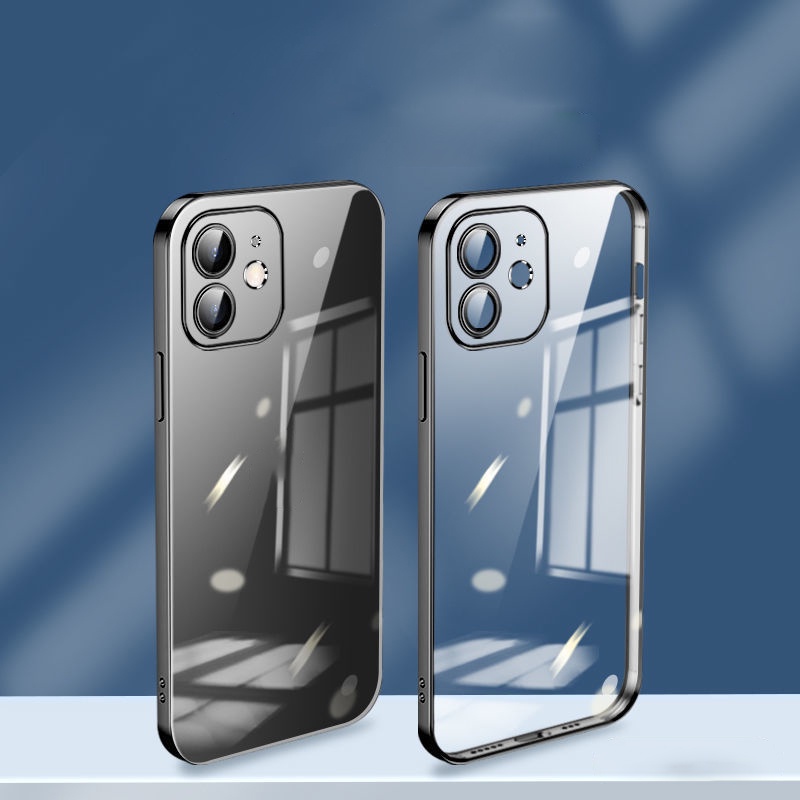 Ốp Điện Thoại Silicon Trong Suốt Chống Sốc Bảo Vệ Ống Kính Sang Trọng Cho IPhone 11 12 13 Pro Max