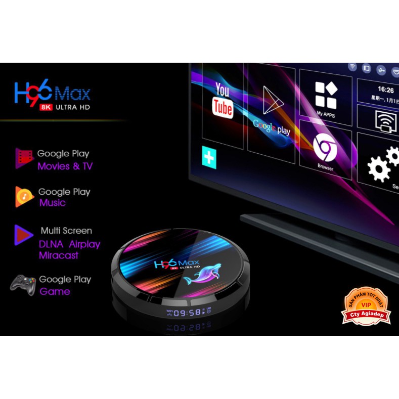 TV BOX H96max 8K S905X3 Ram 4+64 Bluetooth tivibox - Hàng siêu xịn