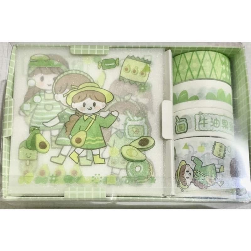 Hộp sticker 8 món nhiều hình dễ thương, băng dính hình nhiều mẫu