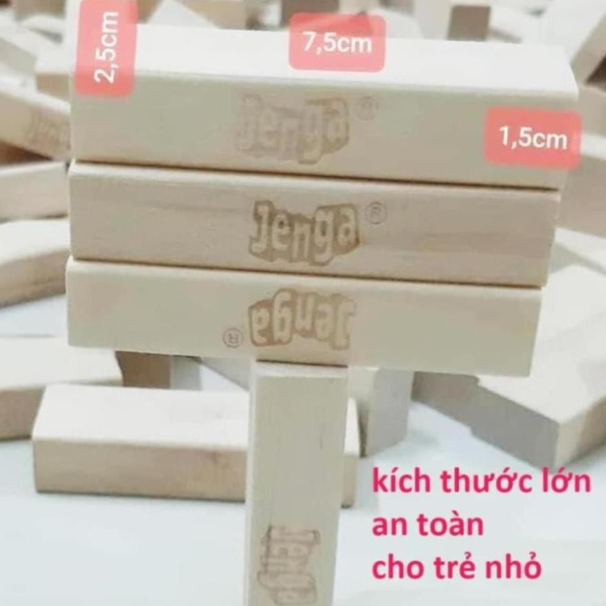 Bộ Rút Gỗ Đồ Chơi Xếp Hình LOẠI TO Domino Montessori Rèn Luyện Trí Thông Minh Tránh Xa Điện Thoại (54 Thanh Cỡ Lớn)