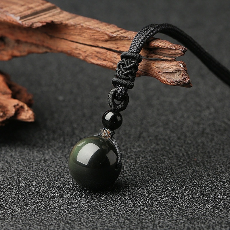 Vòng cổ Mặt Đá Obsidian Tự Nhiên Cầu Vồng May Mắn