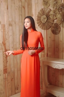 Áo dài trơn màu cam