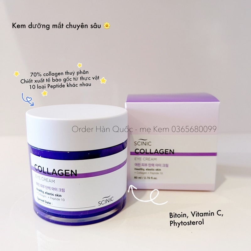 Kem mắt Collagen thuỷ phân Scinic chống lão hoá cao cấp 80ml