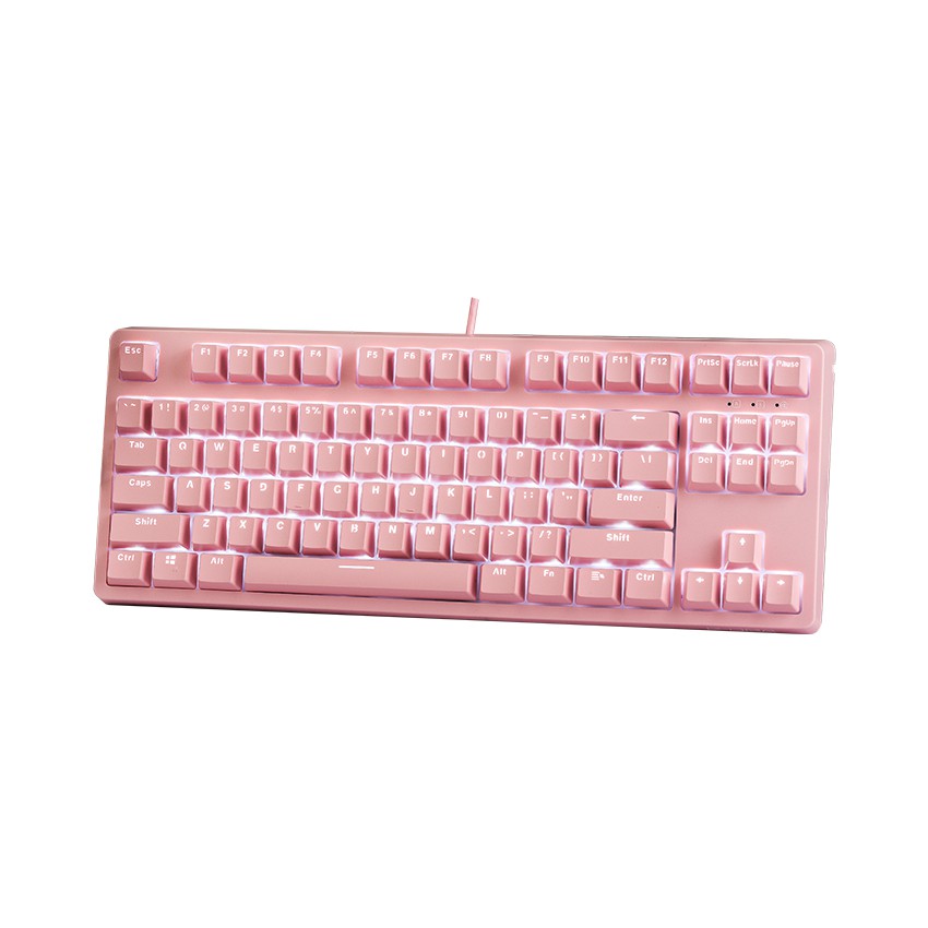 Bàn phím cơ E-Dra EK387 Dream Pink Huano Switch - Màu Hồng cực chất, cable Type C tháo rời - Hàng chính hãng BH 2 Năm