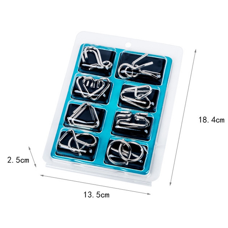 Set 8 Vòng Khóa Kim Loại Kiểm Tra IQ Rèn Luyện Trí Não Đồ Chơi Giáo Dục Sớm Cho Bé