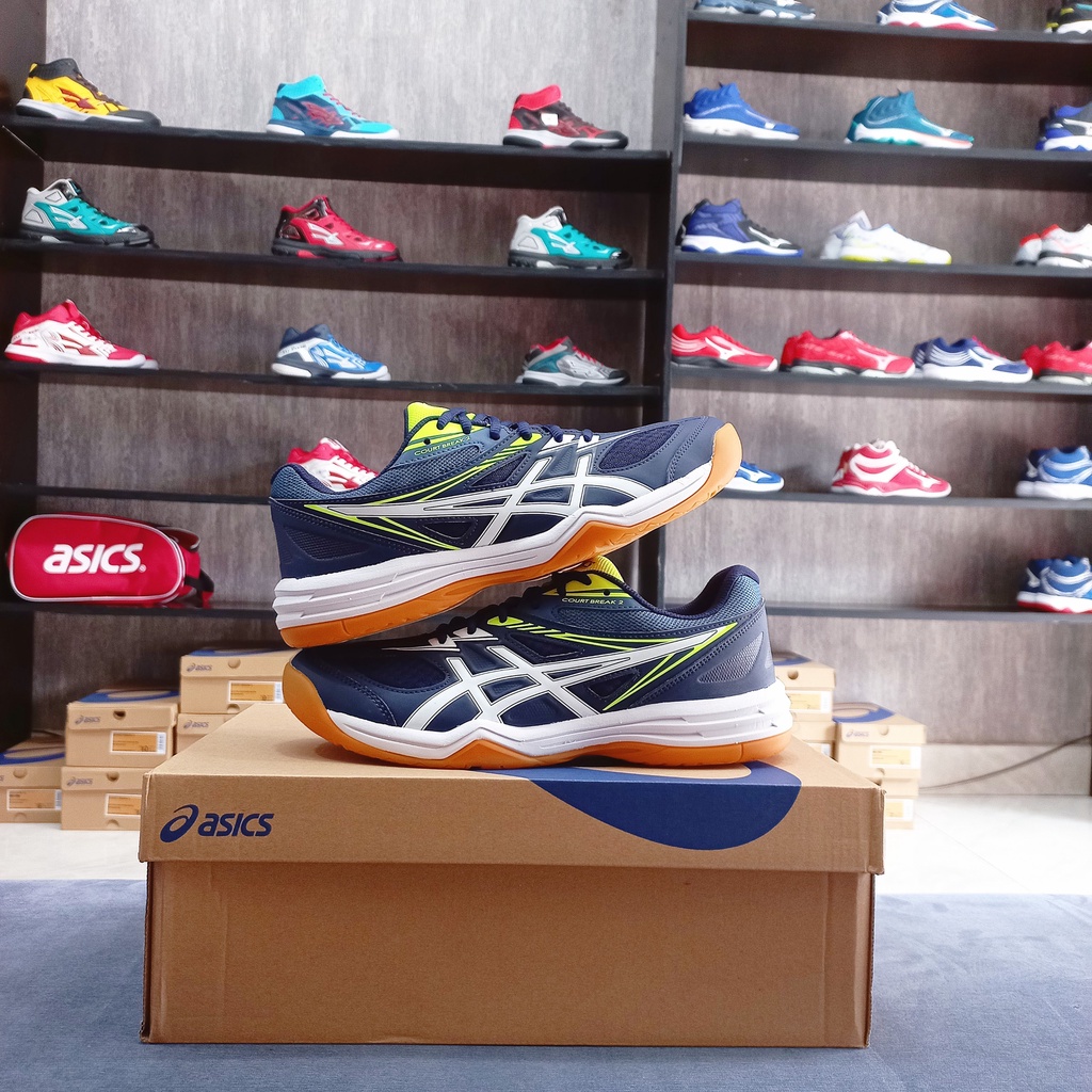 Giày Asics Court Break 2 Xanh đen - Giày Chuyên Bóng Chuyền, Cầu Lông, Tennis đế cao su, chống trơn, bật nhảy êm