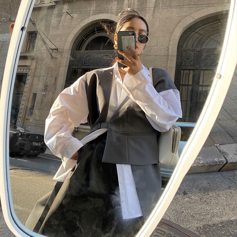 Áo Khoác Vest 22W F &amp; X Dáng Dài Ôm Eo Phong Cách Anh Quốc Thời Trang Xuân Thu Mới 2022