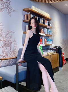 ĐẦM MAXI ĐEN 2S XẺ xt