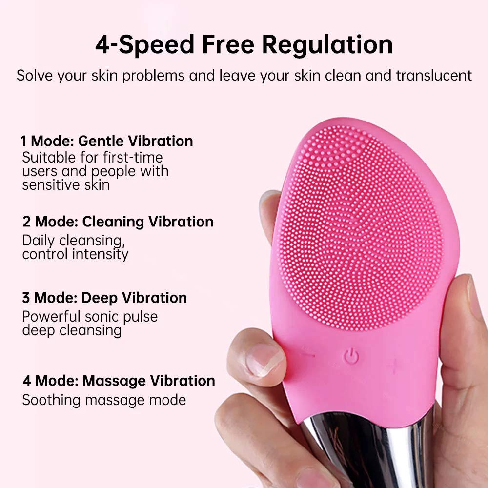 Bàn chải silicone chạy điện Suolaer mini massage rửa mặt làm sạch sâu lỗ chân lông chăm sóc da