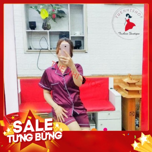BỘ ĐỒ PIJAMA LỤA PHI BÓNG CỘC TAY QUẦN CỘC SIÊU ĐẸP - Hàng nhập khẩu