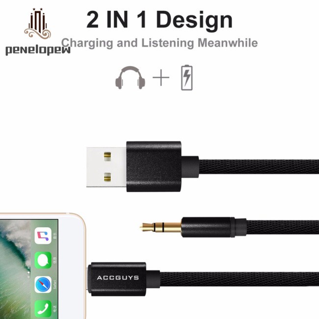 Bộ chuyển đổi VN-penelopew 2 trong 1 và sạc USB + Tai nghe giắc chuyển đổi 3.5 mm Aux Audio cho X XS XR Cord 8/7 plus