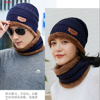 Sét mũ len + khăn quàng cổ len nam, nữ lót lông siêu ấm , phong cách Hàn Quốc Niti-ĐT