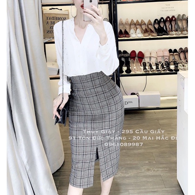 [SIÊU RẺ] [HÀNG THIẾT KẾ] CHÂN VÁY KẺ BÚT CHÌ CV001