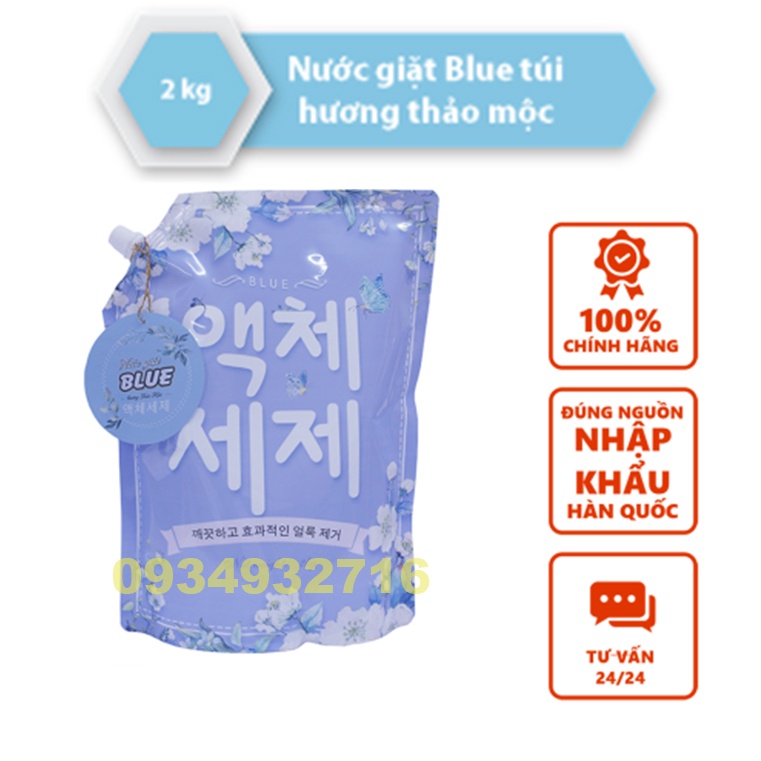 NƯỚC GIẶT ĐẬM ĐẶC BLUE HƯƠNG THẢO MỘC TÚI 2KG