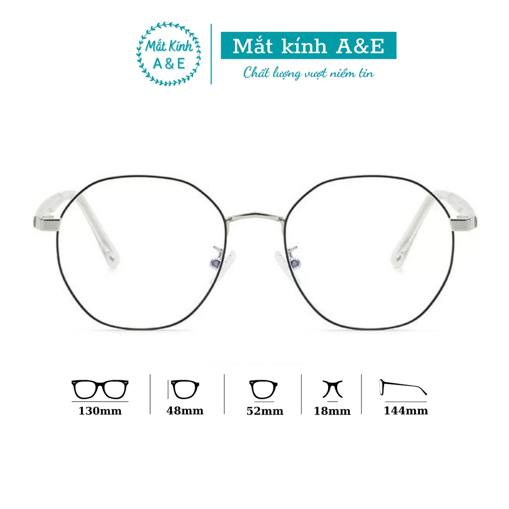 Gọng kính cận nam nữ AMIE Eyewear mắt kính đa giác gọng kim loại bọc nhựa giảm đau tai thiết kế đơn giản thời trang 3055