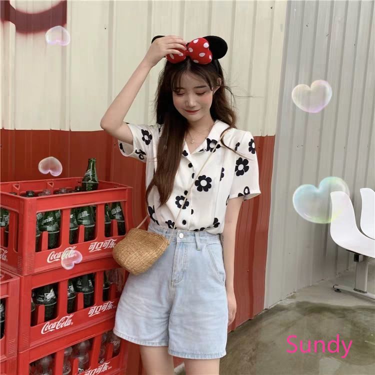 Áo Thun Nữ Tay Ngắn Dáng Rộng Phong Cách Retro