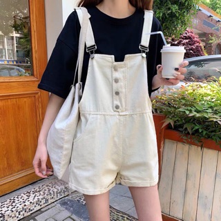 [KÈM ẢNH THẬT ] yếm kaki cúc ngực hàn quốc ulzzang