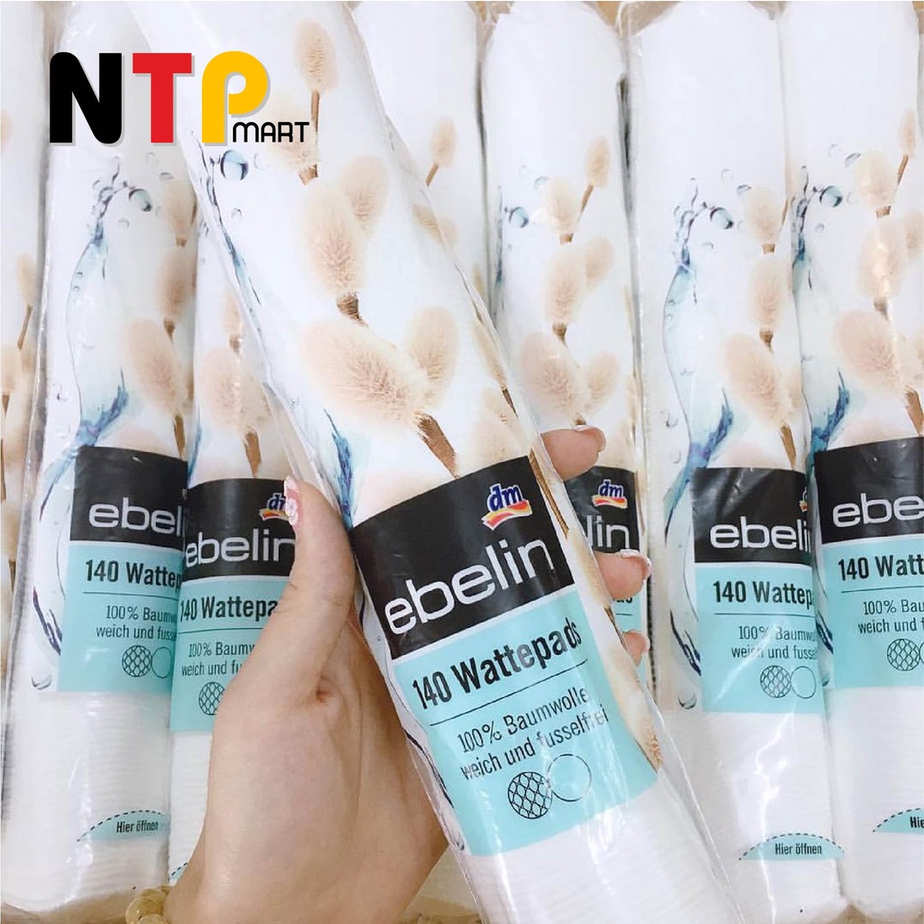 Bông Tẩy Trang Ebelin Wattepads 100% Cotton cây 140 miếng nhập khẩu Đức