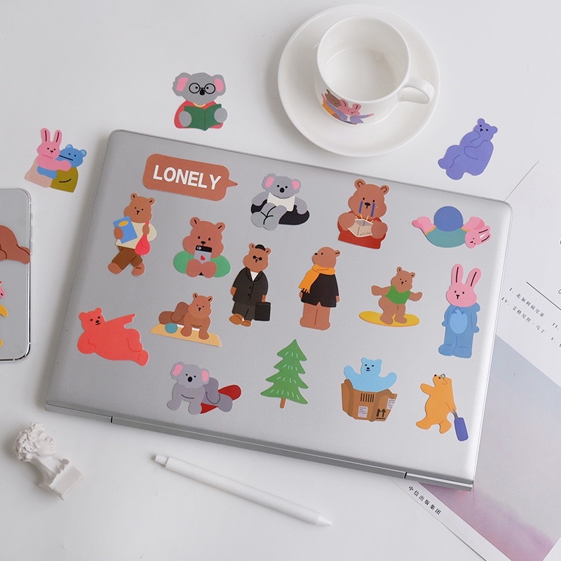 Set 50pcs stickers nhựa lớn dán máy tính ipad vali trang trí