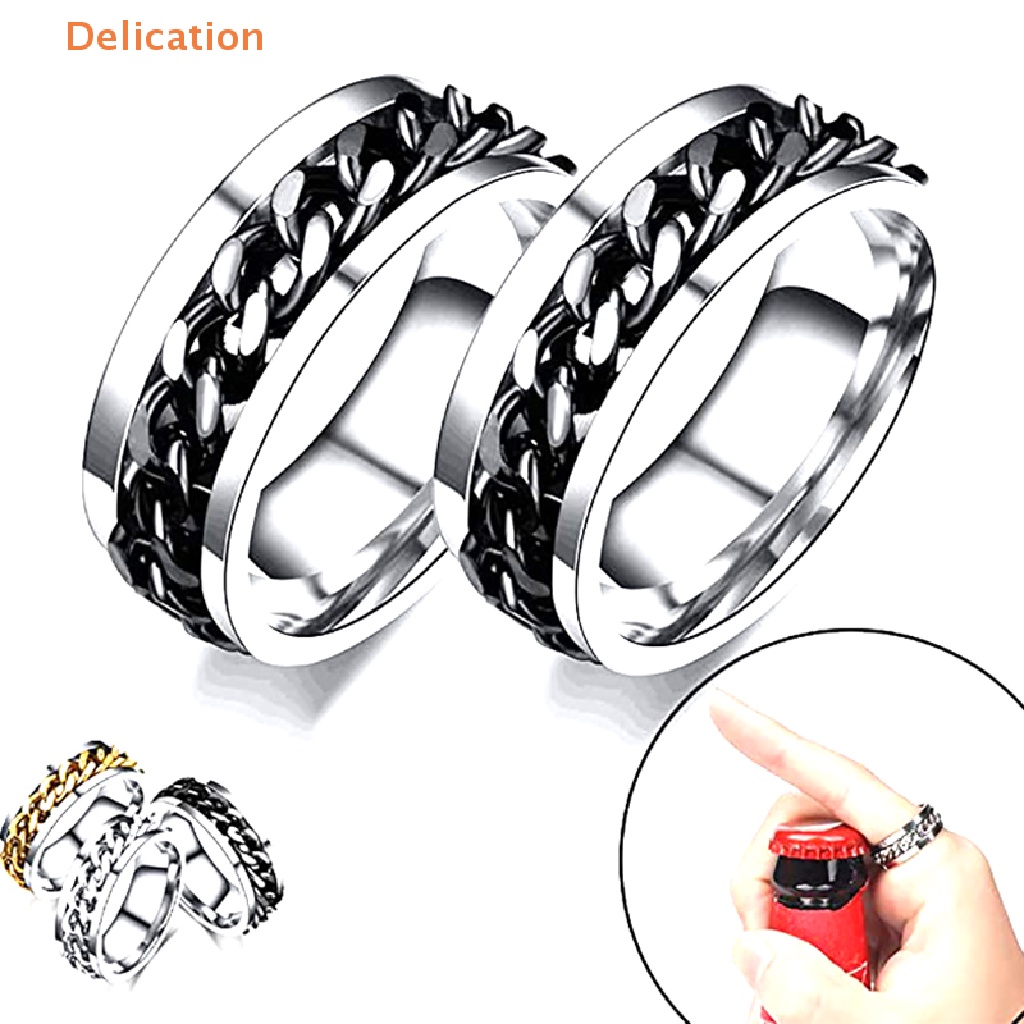 [Delication] Nhẫn Mở Nắp Chai Dạng Dây Xích Bằng Thép Titan Tuyệt Vời Unisex
